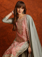 Pakistani Embroidered Kurta With Pant & Embroidered Dupatta, Green - Hiral Fashion | Grocsy