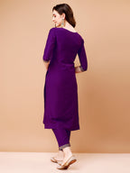 Embroidered Kurta With Pant & Printed Organza Dupatta Premium, Multicolor - Hiral Fashion | Grocsy
