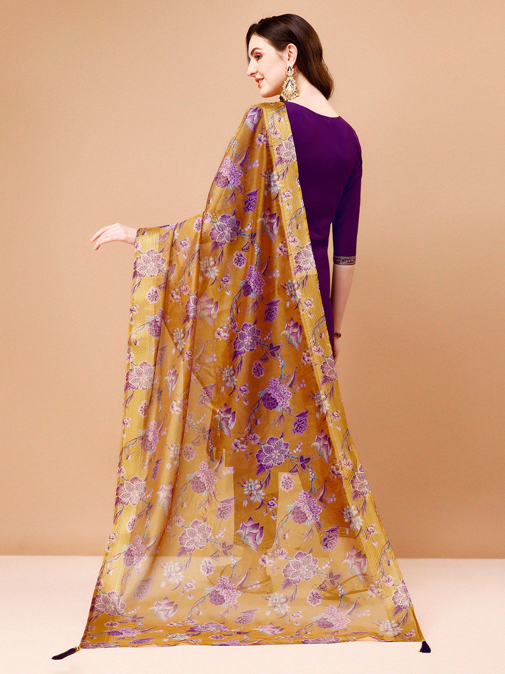 Embroidered Kurta With Pant & Printed Organza Dupatta Premium, Multicolor - Hiral Fashion | Grocsy