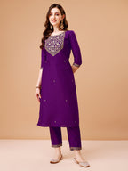 Embroidered Kurta With Pant & Printed Organza Dupatta Premium, Multicolor - Hiral Fashion | Grocsy