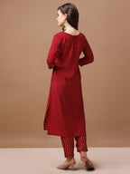 Embroidered & Bandhani Printed Kurta With Pant & Embroidered Dupatta Premium, Multicolor - Hiral Fashion | Grocsy