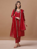 Embroidered & Bandhani Printed Kurta With Pant & Embroidered Dupatta Premium, Multicolor - Hiral Fashion | Grocsy