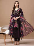 Alia Cut Hand Embroidered Kurta With Pant & Dupatta Premium, Multicolor - Hiral Fashion | Grocsy
