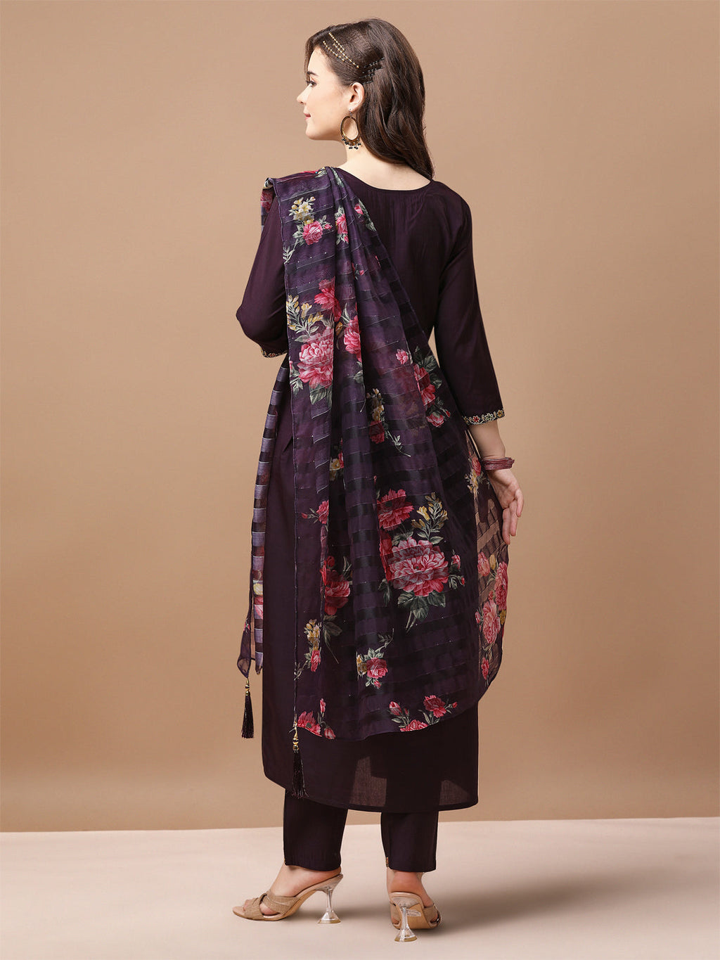 Alia Cut Hand Embroidered Kurta With Pant & Dupatta Premium, Multicolor - Hiral Fashion | Grocsy