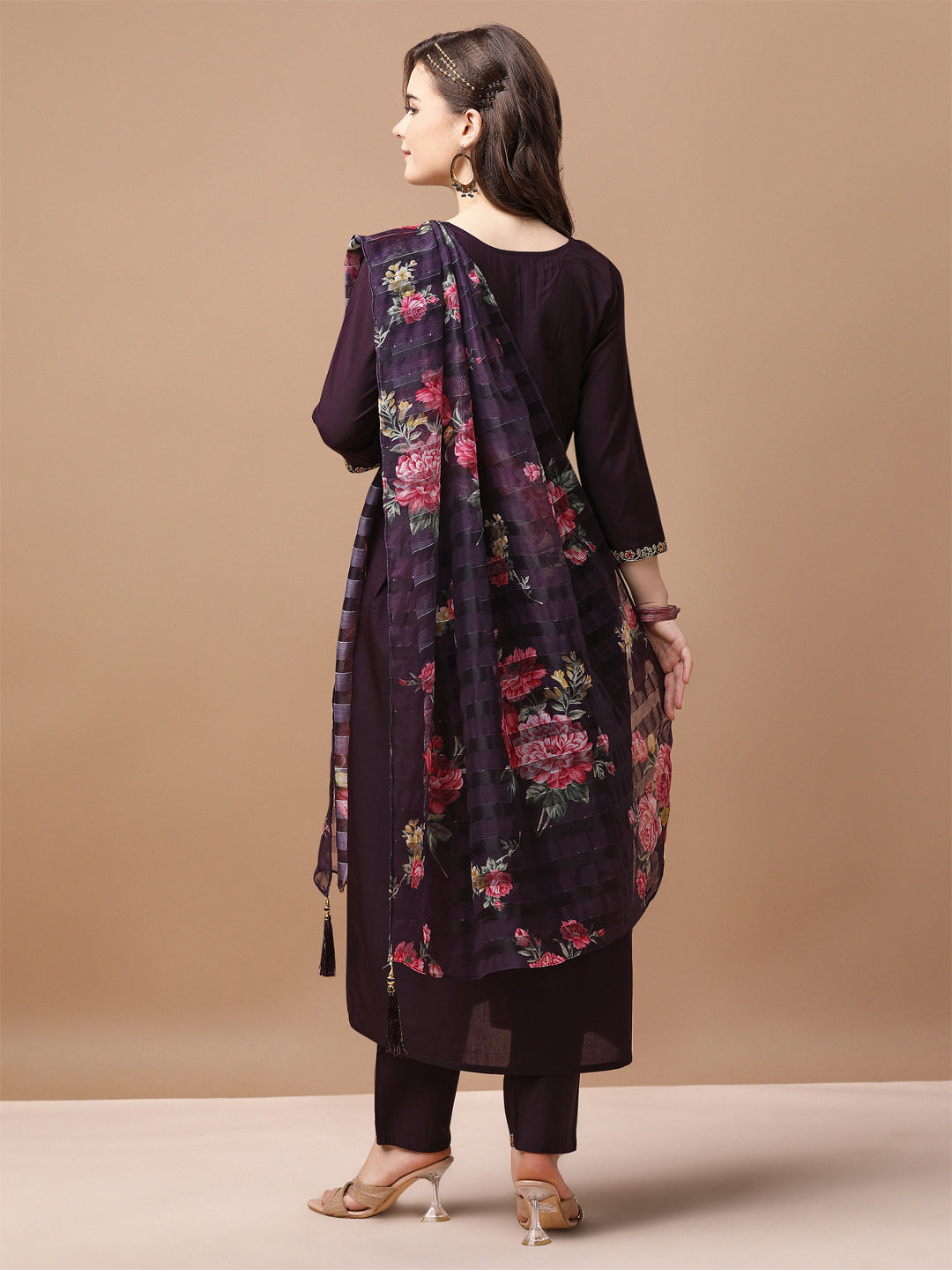 Alia Cut Hand Embroidered Kurta With Pant & Dupatta Premium, Multicolor - Hiral Fashion | Grocsy