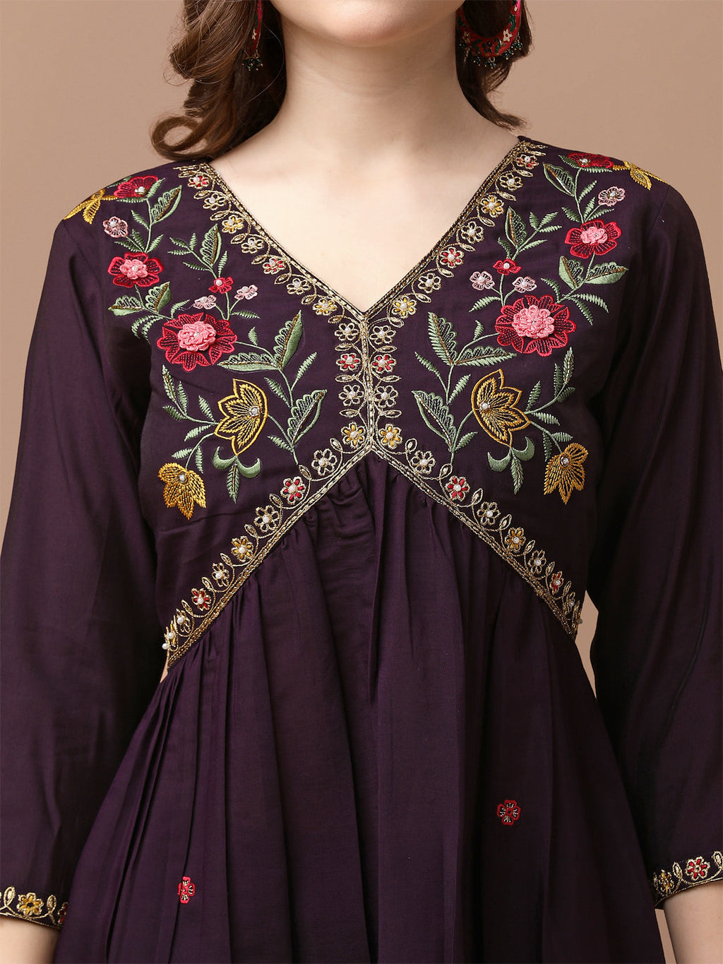 Alia Cut Hand Embroidered Kurta With Pant & Dupatta Premium, Multicolor - Hiral Fashion | Grocsy