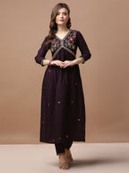 Alia Cut Hand Embroidered Kurta With Pant & Dupatta Premium, Multicolor - Hiral Fashion | Grocsy