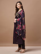 Alia Cut Hand Embroidered Kurta With Pant & Dupatta Premium, Multicolor - Hiral Fashion | Grocsy