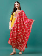 Embroidered Kurta With Pant & Banarasi Jacquard Dupatta Premium, Multicolor - Hiral Fashion | Grocsy