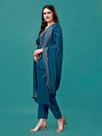 Hand Embroidered Kurta With Pant & Dupatta Luxury, Multicolor - Hiral Fashion | Grocsy