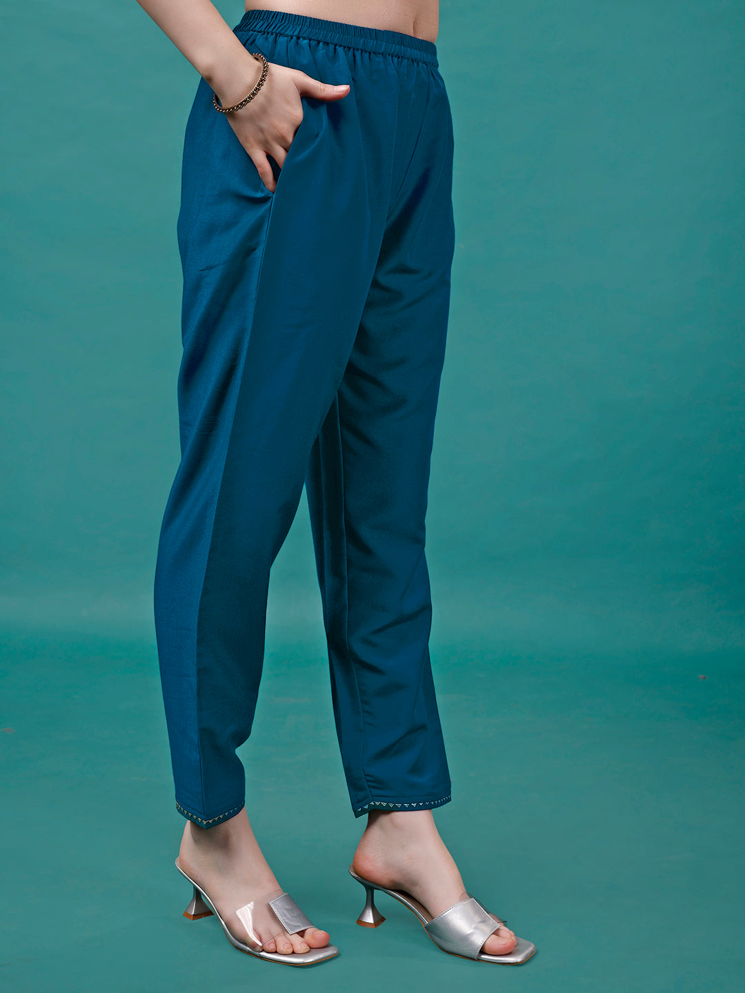Hand Embroidered Kurta With Pant & Dupatta Luxury, Multicolor - Hiral Fashion | Grocsy