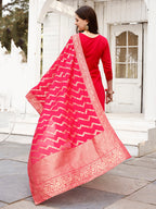 Hand Embroidered Rani Kurta With Pant & Banarasi Jacquard Dupatta Premium, Multicolor - Hiral Fashion | Grocsy