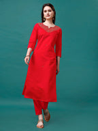 Hand Embroidered Kurta With Pant & Banarasi Jacquard Dupatta Premium, Multicolor - Hiral Fashion | Grocsy