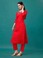 Hand Embroidered Kurta With Pant & Banarasi Jacquard Dupatta Premium, Multicolor - Hiral Fashion | Grocsy