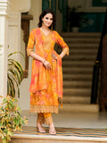 Nyra Cut Embroidered & Printed Kurta With Pant & Dupatta, Mustard - Hiral Fashion | Grocsy