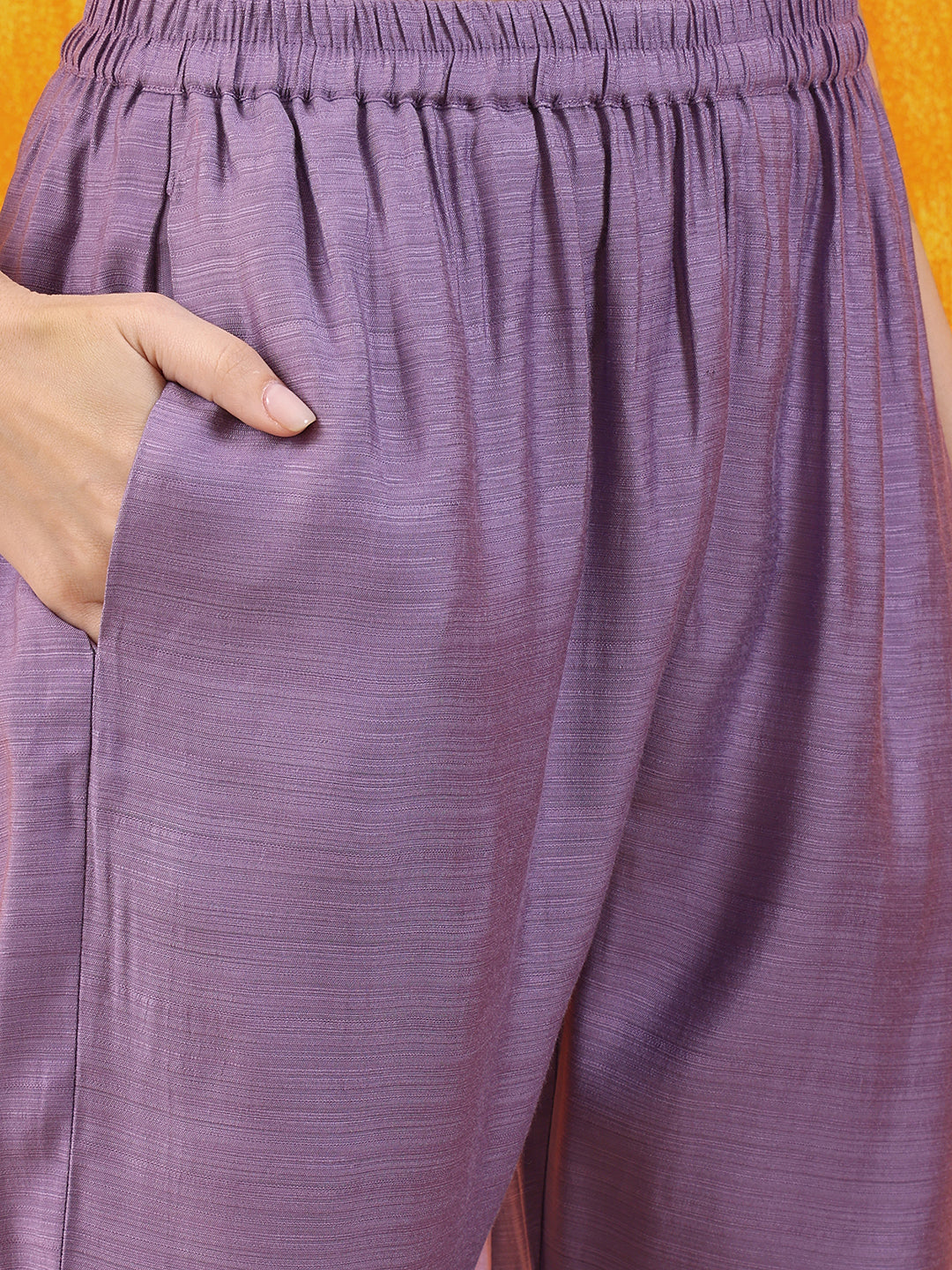 Applique Embroidered Kurta With Pant & Printed Dupatta, Lavender - Hiral Fashion | Grocsy