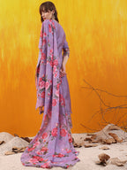 Applique Embroidered Kurta With Pant & Printed Dupatta, Lavender - Hiral Fashion | Grocsy