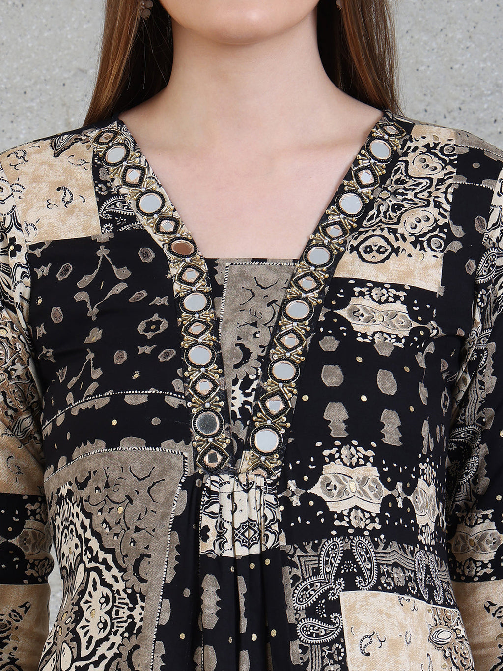 Hand Embroidered & Printed Kurta With Palazzo Pants, Black - Hiral Fashion | Grocsy