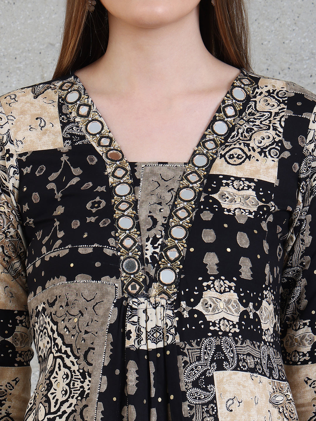 Hand Embroidered & Printed Kurta With Palazzo Pants, Black - Hiral Fashion | Grocsy