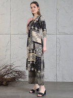 Hand Embroidered & Printed Kurta With Palazzo Pants, Black - Hiral Fashion | Grocsy