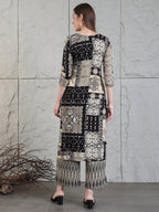 Hand Embroidered & Printed Kurta With Palazzo Pants, Black - Hiral Fashion | Grocsy