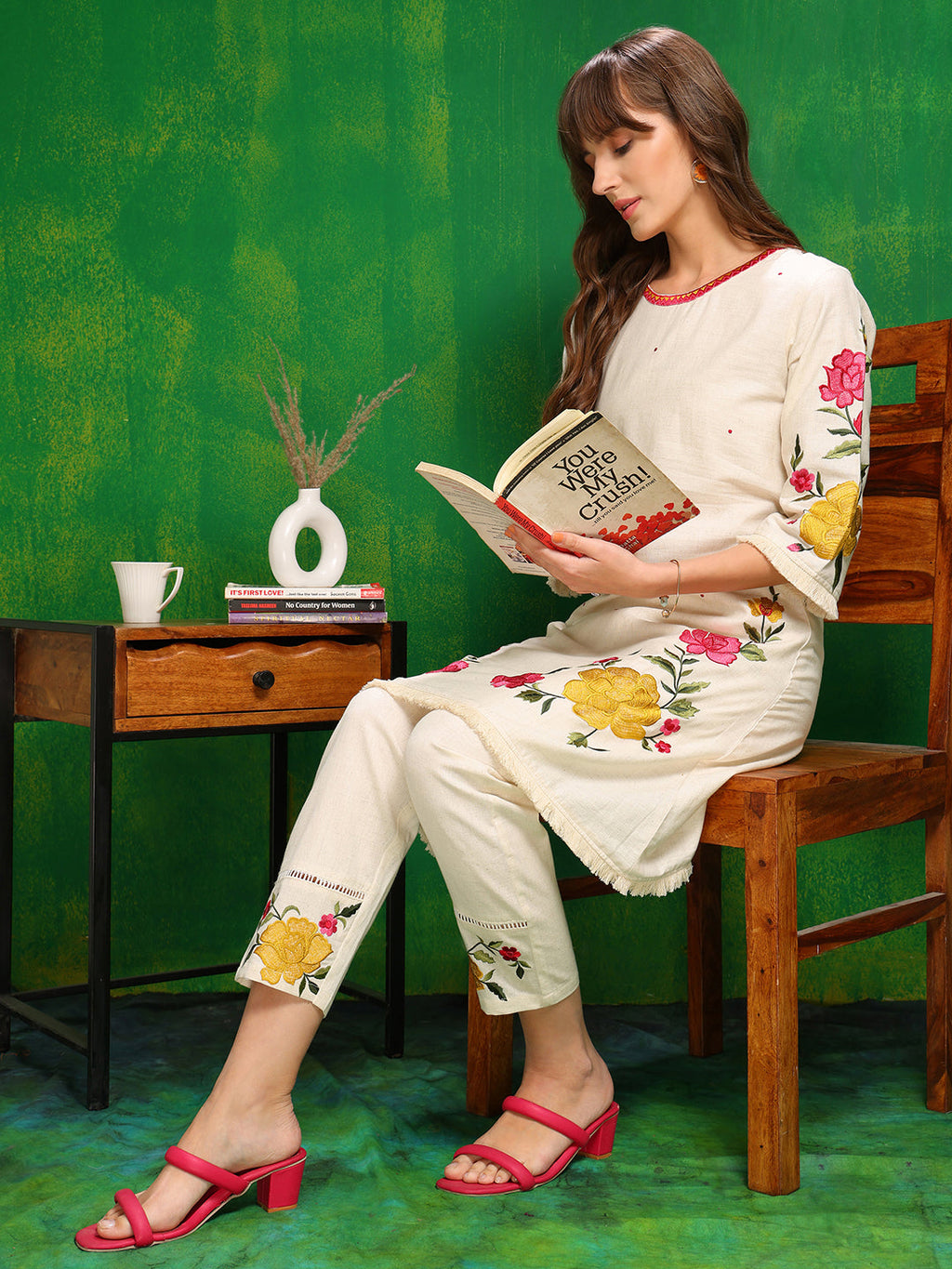Versatile Embroidered Co Ords, Beige - Hiral Fashion | Grocsy