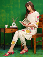 Versatile Embroidered Co Ords, Beige - Hiral Fashion | Grocsy