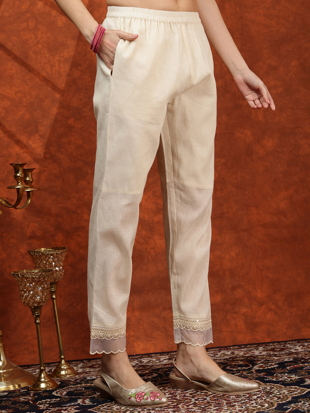 Chikankari & Embroidered Kurta With Pant & Printed Dupatta, White - Hiral Fashion | Grocsy