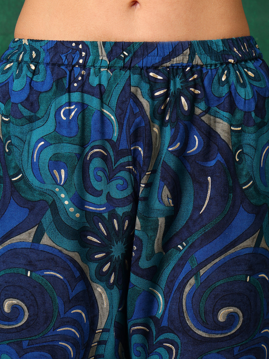 Sequined Embroidered & Printed Kurta With Pant & Embroidered Dupatta, Blue - Hiral Fashion | Grocsy