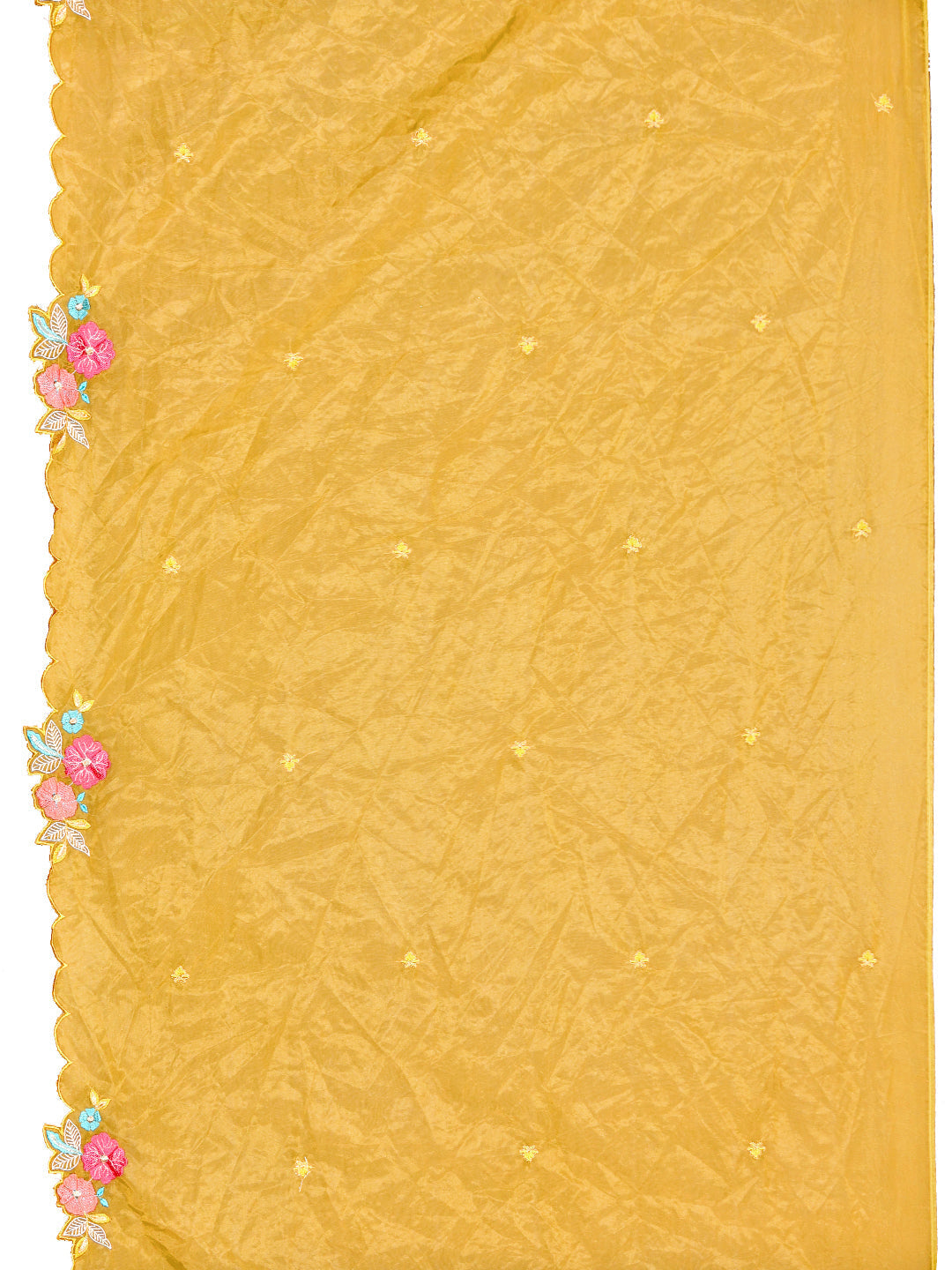 Hand & Machine Embroidered Kurta With Pant & Embroidered Dupatta, Yellow - Hiral Fashion | Grocsy