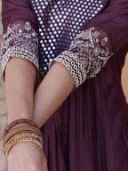 Mirror Embroidered Kurta With Pant & Embroidered Dupatta, Mauve - Hiral Fashion | Grocsy
