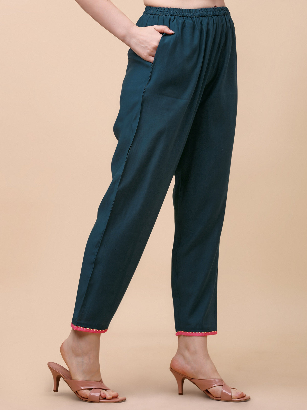 Mirror Embroidered Kurta With Pant & Dupatta Set, Multicolor - Hiral Fashion | Grocsy