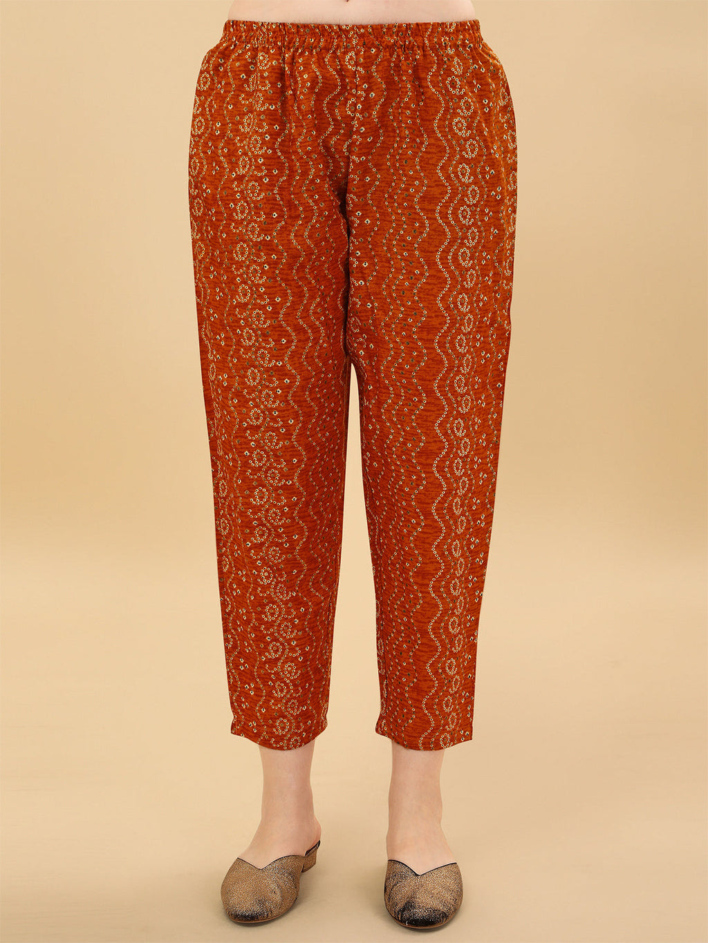 Nayra Cut Bandhani Printed & Embroidered Orange Kurta With Pant & Dupatta Set, Multicolor - Hiral Fashion | Grocsy