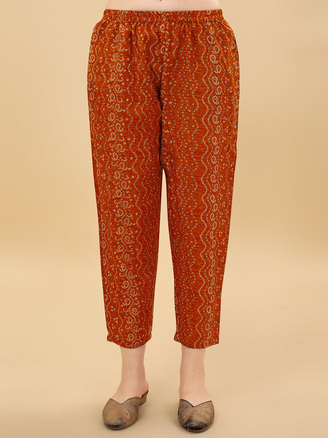 Nayra Cut Bandhani Printed & Embroidered Orange Kurta With Pant & Dupatta Set, Multicolor - Hiral Fashion | Grocsy