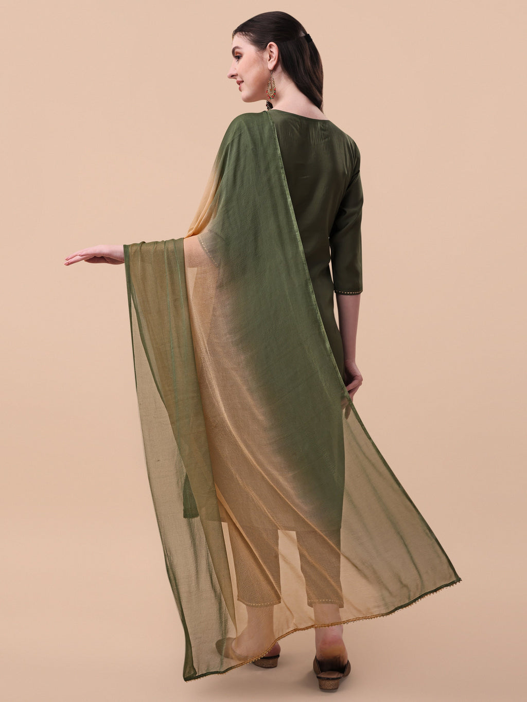 Embroidered Kurta With Pant And Dupatta Set, Multicolor - Hiral Fashion | Grocsy