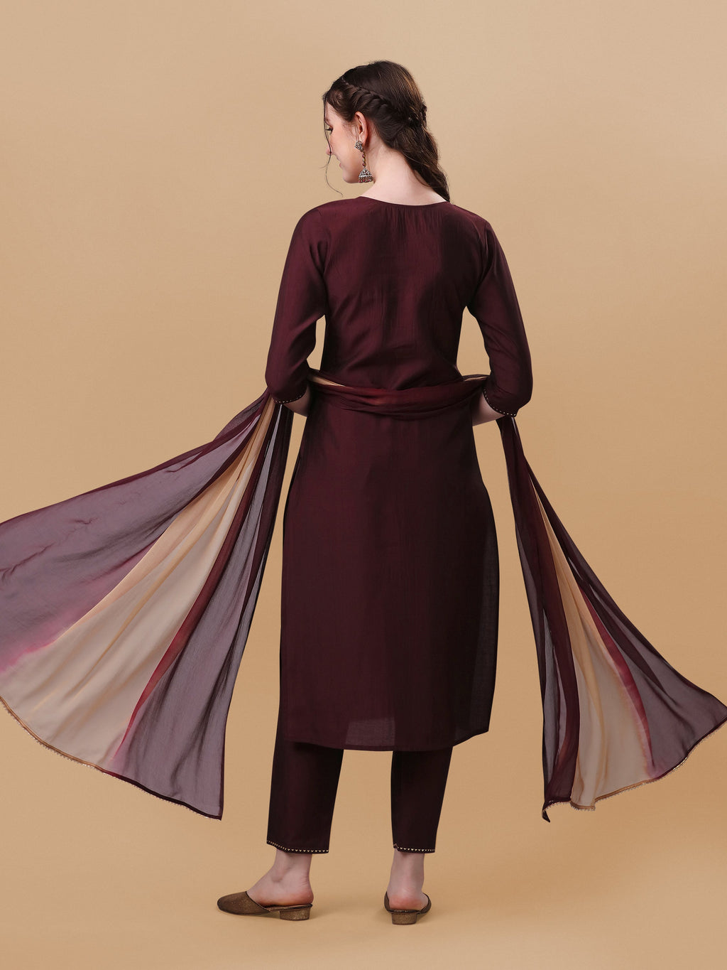 Embroidered Kurta With Pant And Dupatta Set, Multicolor - Hiral Fashion | Grocsy