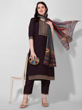 Wine Embroidered Kurta Pant & Dupatta Set, Multicolor - Hiral Fashion | Grocsy