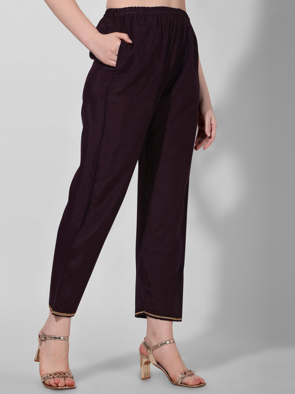 Wine Embroidered Kurta Pant & Dupatta Set, Multicolor - Hiral Fashion | Grocsy