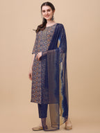 Printed Kurta With Pant And Dupatta Set, Multicolor - Hiral Fashion | Grocsy