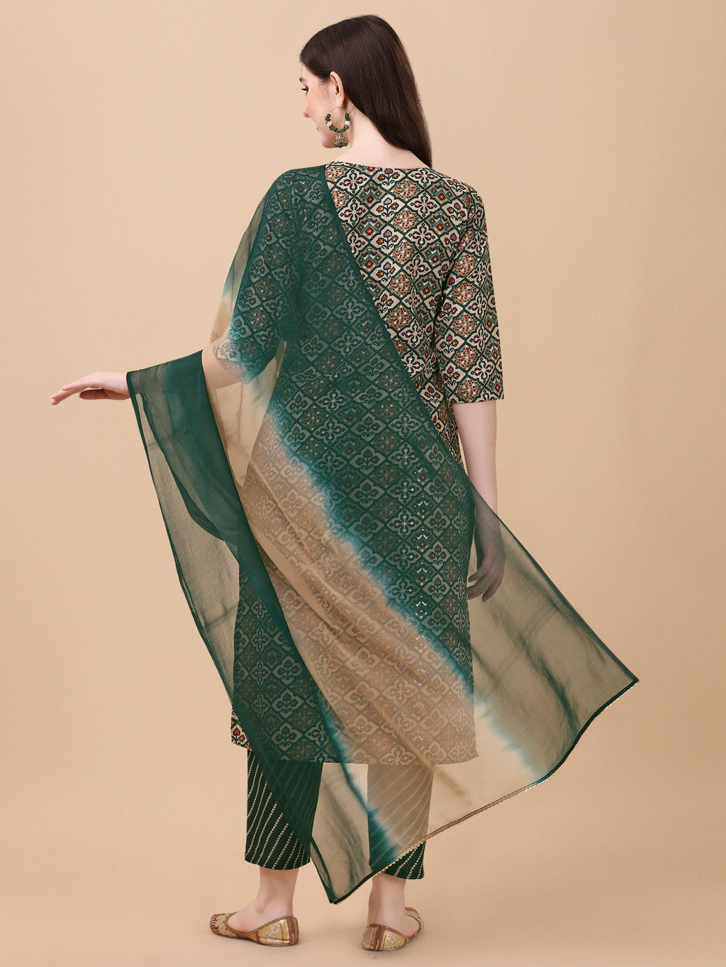 Berrylicious Womens Cotton Green Kurta With Pant And Dupatta Set., Multicolor - Hiral Fashion | Grocsy