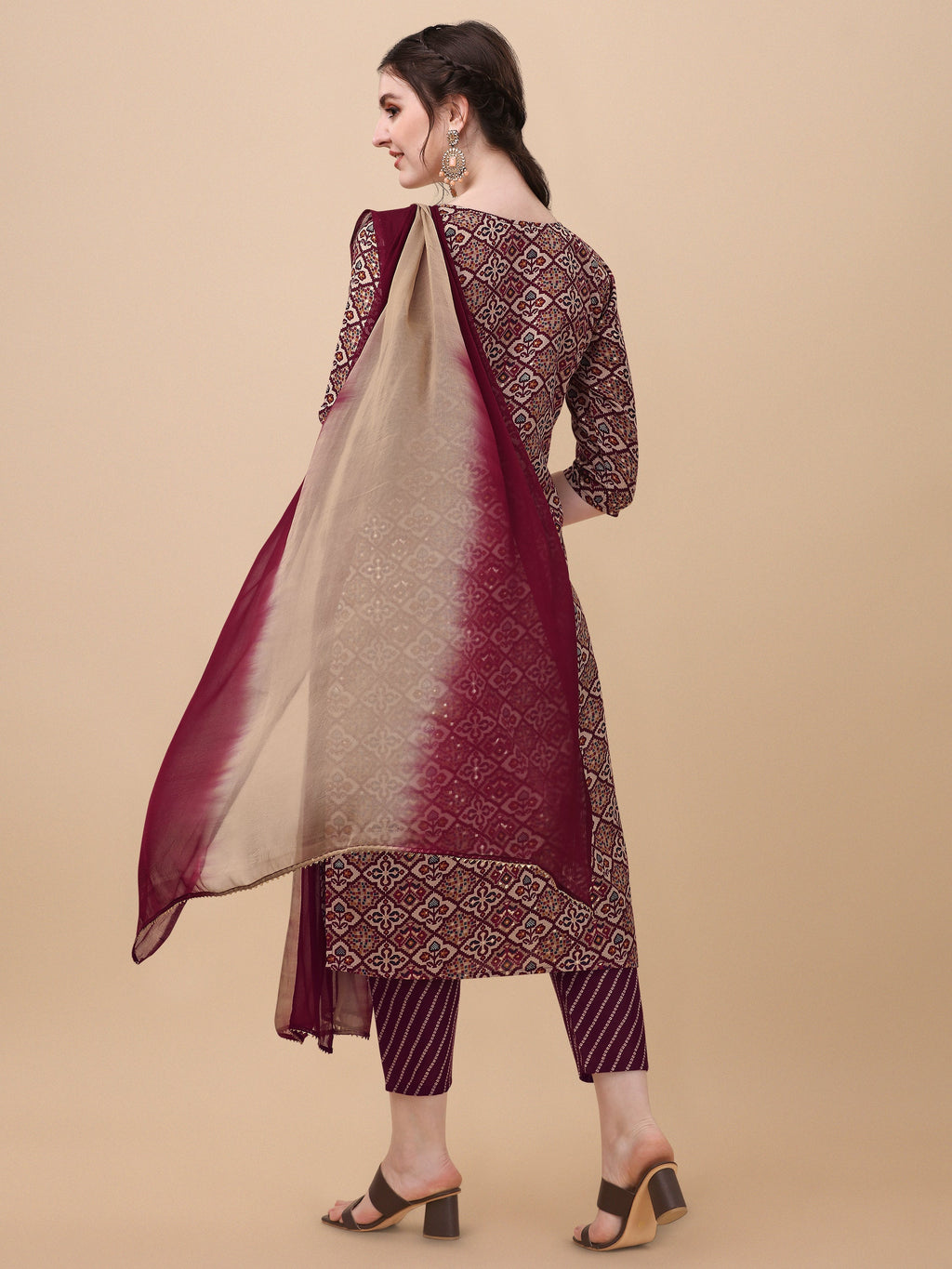 Printed Kurta With Pant And Dupatta Set, Multicolor - Hiral Fashion | Grocsy