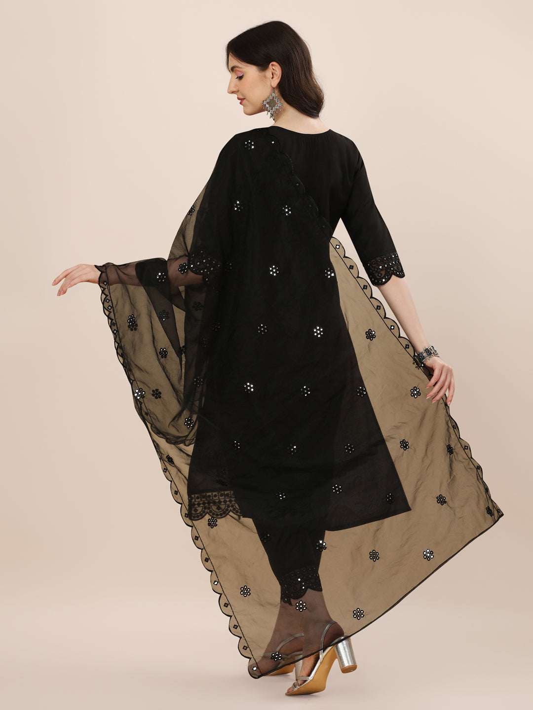 Mirror Embroidered Premium Kurta With Pant And Dupatta, Multicolor - Hiral Fashion | Grocsy