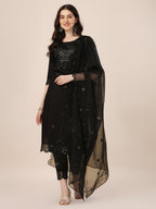 Mirror Embroidered Premium Kurta With Pant And Dupatta, Multicolor - Hiral Fashion | Grocsy