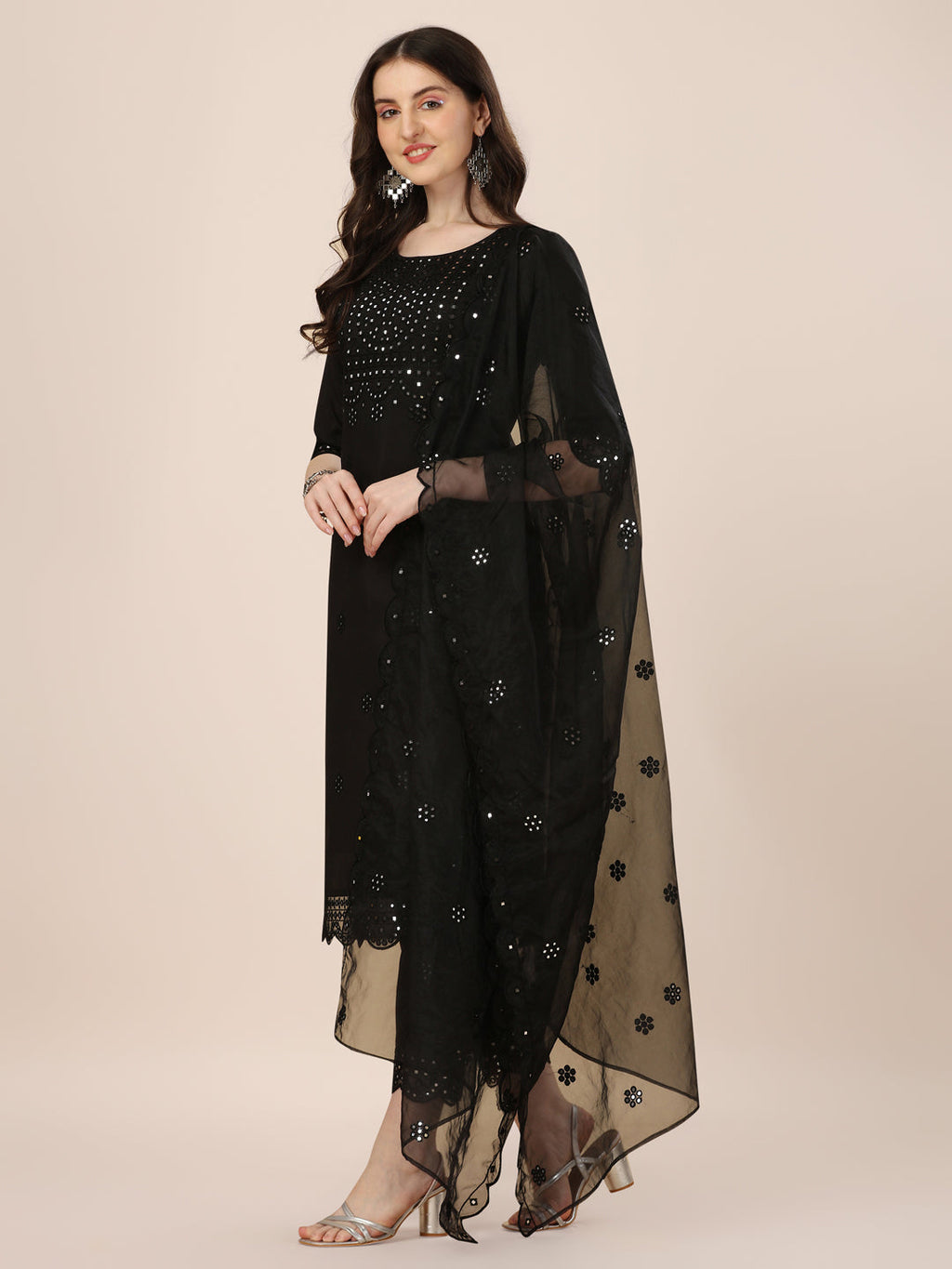 Mirror Embroidered Premium Kurta With Pant And Dupatta, Multicolor - Hiral Fashion | Grocsy