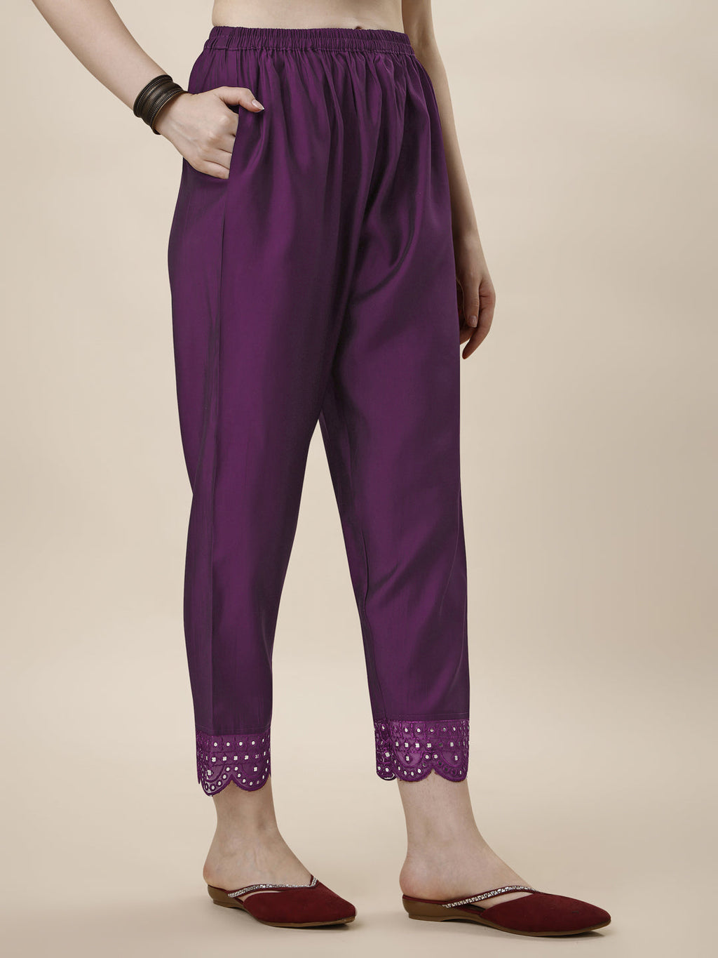 Mirror Embroidered Kurta With Pant And Dupatta Set, Multicolor - Hiral Fashion | Grocsy