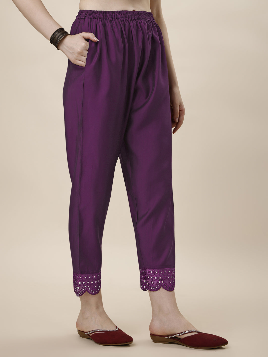 Mirror Embroidered Kurta With Pant And Dupatta Set, Multicolor - Hiral Fashion | Grocsy