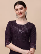 Mirror Embroidered Kurta Pant & Dupatta Set, Multicolor - Hiral Fashion | Grocsy