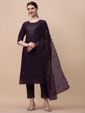 Mirror Embroidered Kurta Pant & Dupatta Set, Multicolor - Hiral Fashion | Grocsy