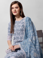 Embroidered Kurta With Pant And Dupatta Set, Multicolor - Hiral Fashion | Grocsy