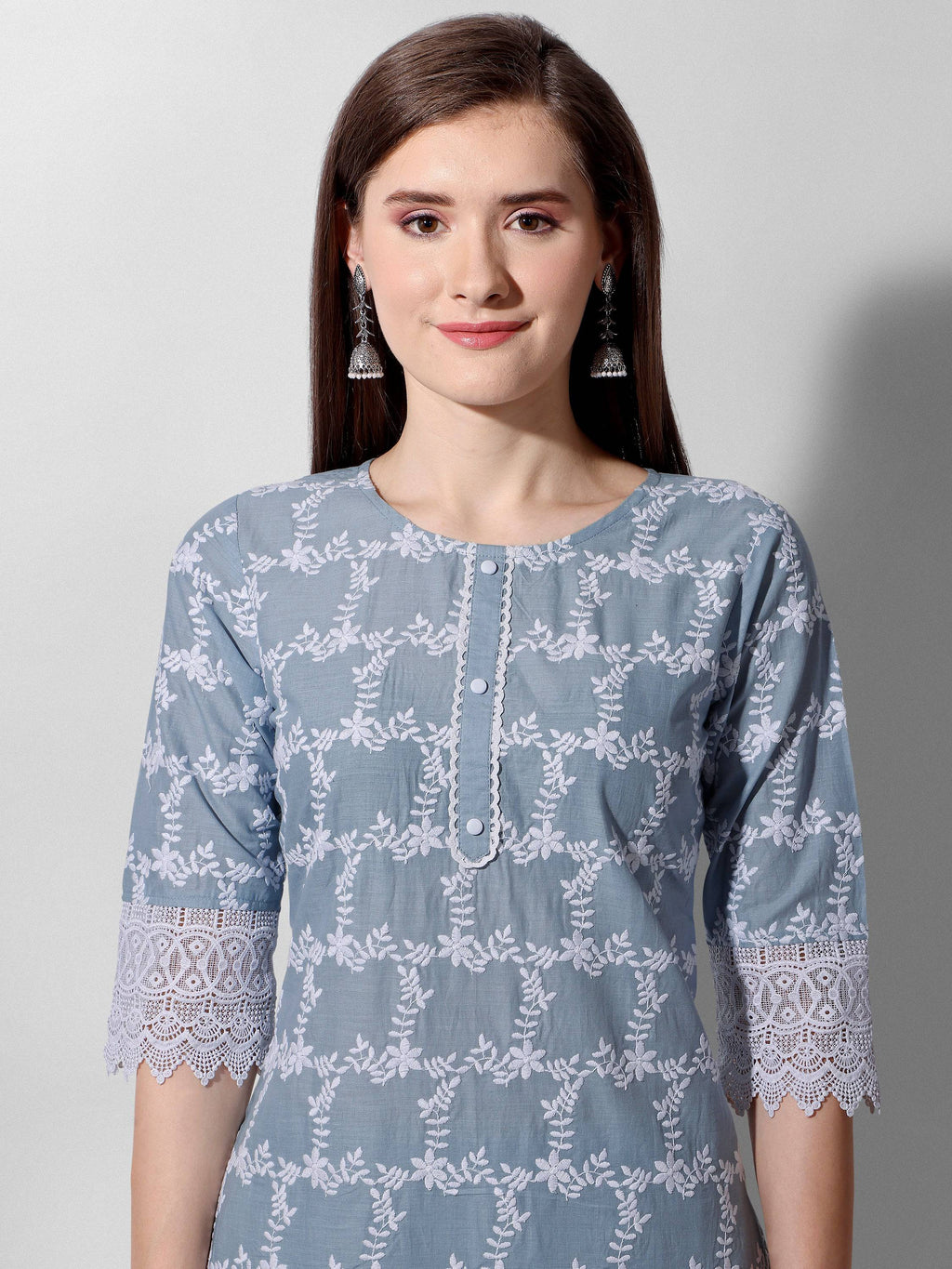 Embroidered Kurta With Pant And Dupatta Set, Multicolor - Hiral Fashion | Grocsy